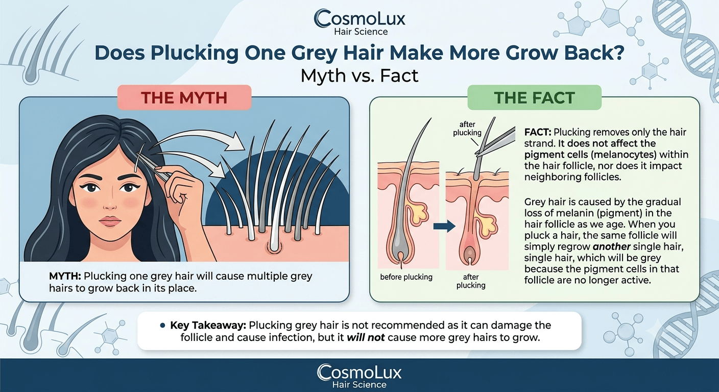 Does Plucking One Grey Hair Make Two or More Grow Back?
