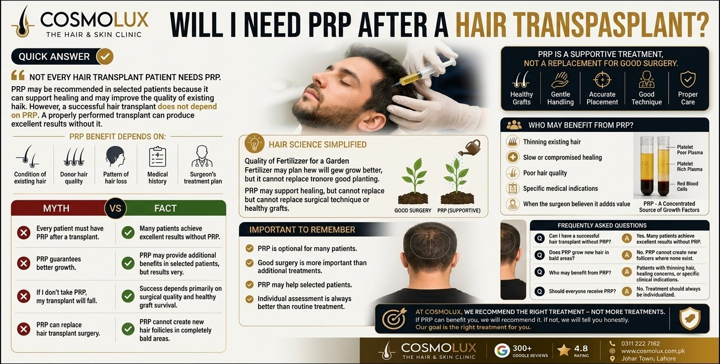 Will I Need PRP After a Hair Transplant? | CosmoLux Hair Science